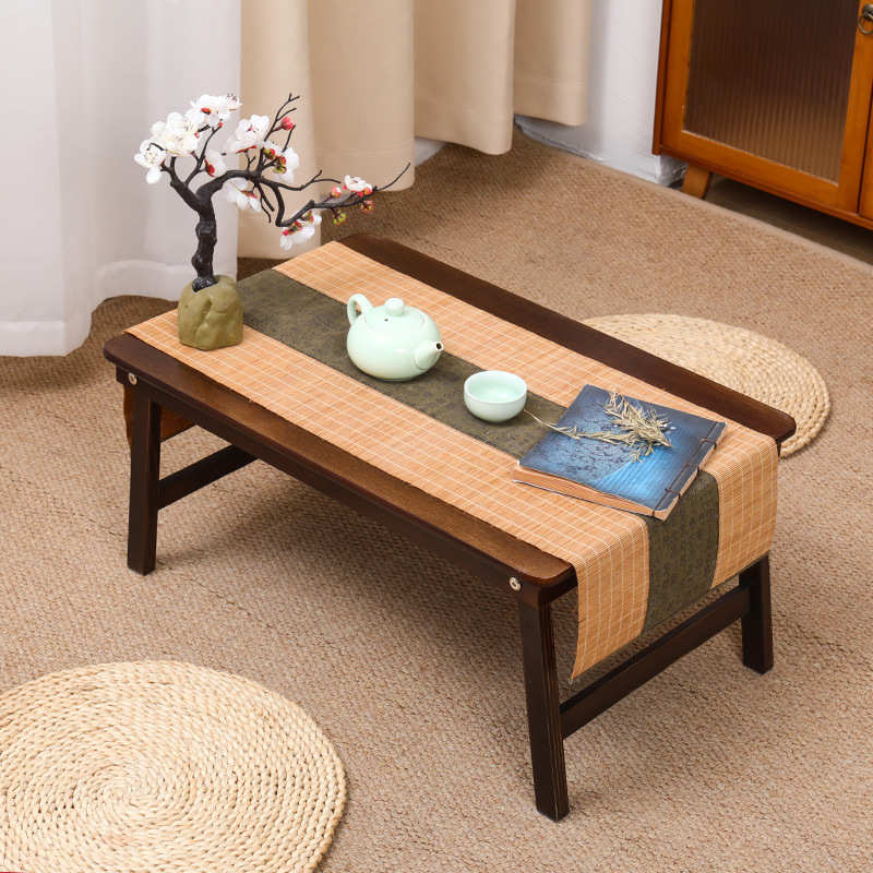 实木加厚飘窗可折叠炕桌电脑床上学习桌客厅中式茶桌卧室多功能