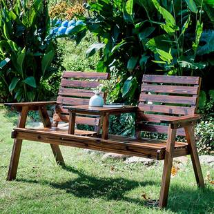 外桌AL椅实木庭院台休园闲双人带茶几桌椅组合公网阳红防腐户木椅