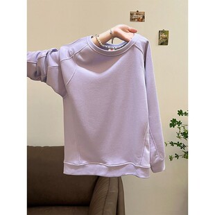 春秋季 紫色卫衣女2025新款 宽松慵懒风上衣服 300斤巨好看 特大码