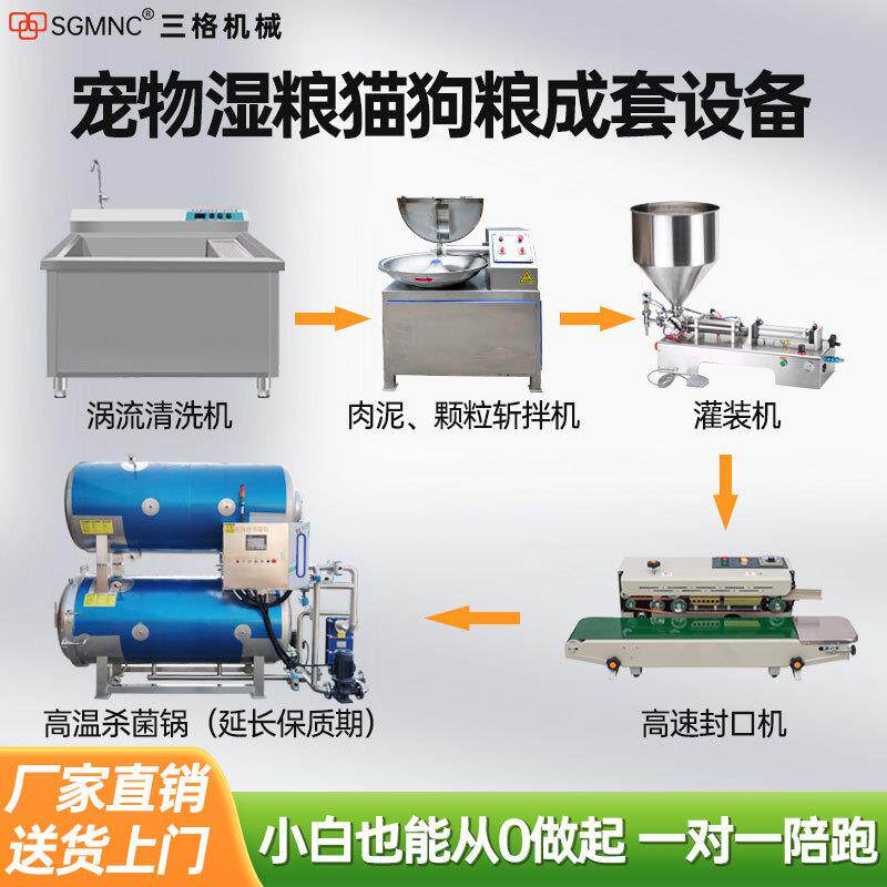 狗粮加工设备宠物湿粮生产线猫粮鲜食生产设备宠物食品厂全套设备
