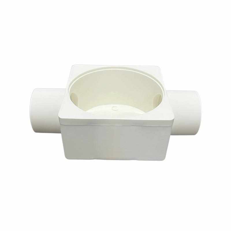 PVC50管用地漏预埋盒厨房卫生间下水管塑料单通地漏盒防漏器配件