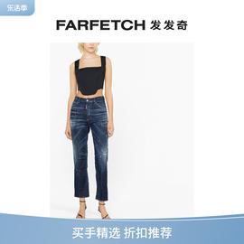 Dsquared2女士泼漆效果直筒牛仔裤FARFETCH发发奇