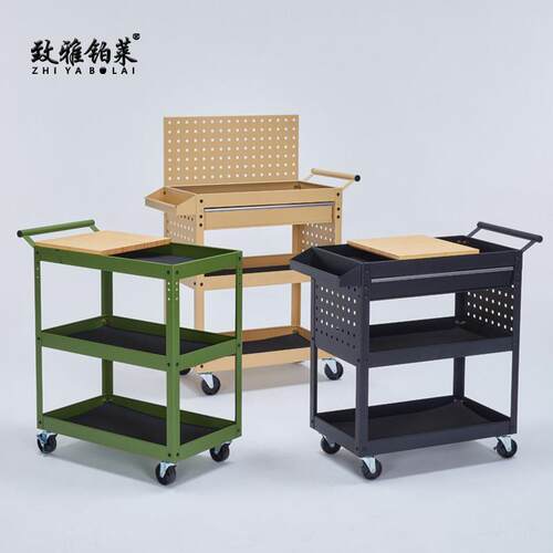 致雅铂莱车间小推车家用三层工具车多功能移动手推车收纳层架置物