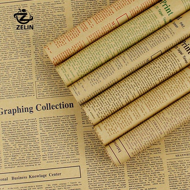 经典鲜花包装纸,加厚印刷牛皮纸,花店包装纸,覆古英文报纸,简约风格