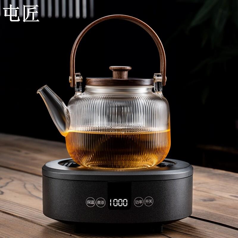 提梁茶具电陶炉煮茶专用蒸茶壶煮茶炉套装耐热玻璃蒸汽养生壶水壶