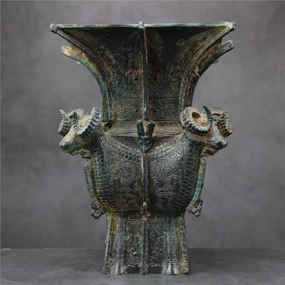 古青铜器摆件商代四羊方尊家居摆件婚庆影视道具制作租售厂家