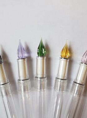 【现货包邮】文具女子博fonte玻璃笔毛笔 diy透明 墨水试色笔