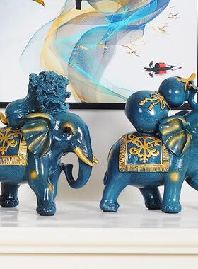 招财大象摆吉饰一对迁家装饰品欧888式客厅玄关酒柜祥乔居结婚送