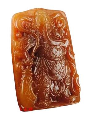 黄龙玉关公吊坠 武财神关公男女款玉坠