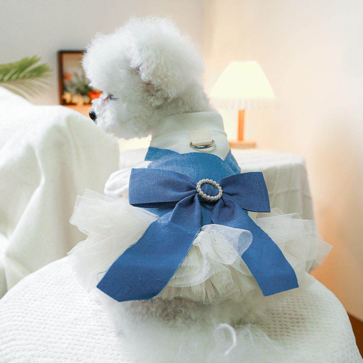 PETCIRCLE宠物圈狗狗猫衣服厂家灯芯绒可爱公主珍珠牛仔裙