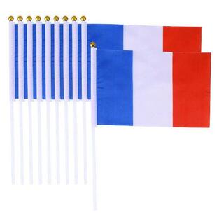 20 Pcs France National Flag Hand Held Flags Sticks French
