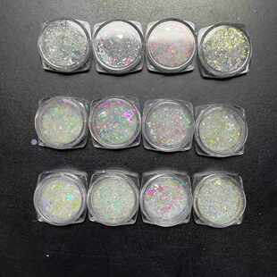 新款 极光指甲不规则闪粉B彩色云锦片 高透明变色材料 美甲亮片