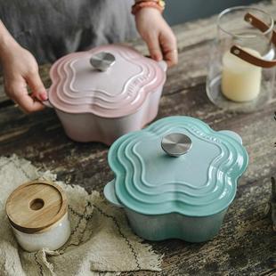 平底锅搪瓷锅花形不粘锅煮沸 厨房炊具铸铁锅搪瓷锅23cm