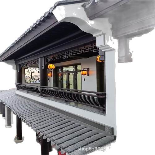 铝代木古建四合院铝合金茶壶档飞椽组合翘角荷包椽里口木护栏挂落