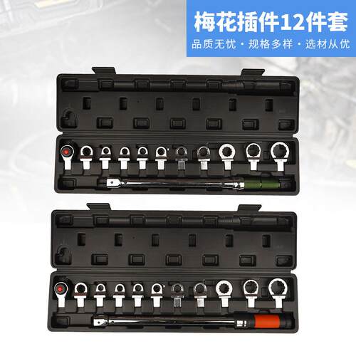 直销扭力扳手组套汽修修理梅花插件12件套可换头扭矩工具