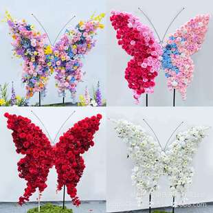 新款 饰巨蝴型彩色绢花花插立体蝴蝶 仿真花大蝶938商场婚礼背景装