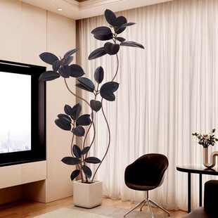 橡皮树仿真绿植室内盆栽大型仿生植物造景树假花摆设客厅落地摆件