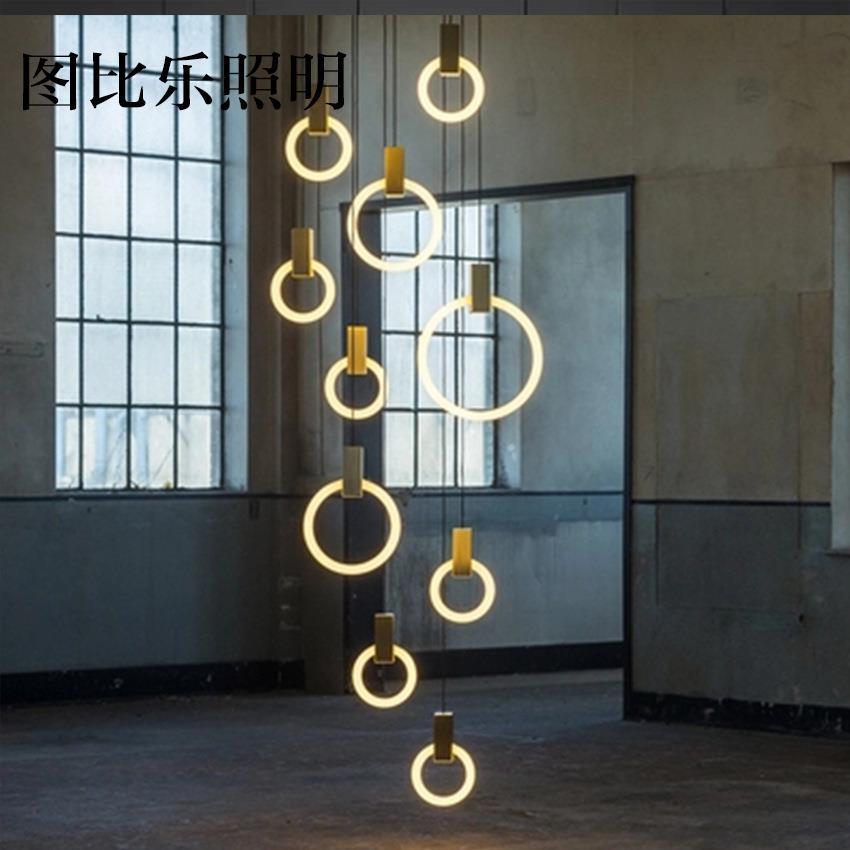 后代卧式楼梯吊灯简约餐厅灯吧现台别墅室吊灯客厅个性D6200复圆