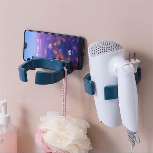 Bathroom hair dryer holder and storage shelf, wall-mounted h
