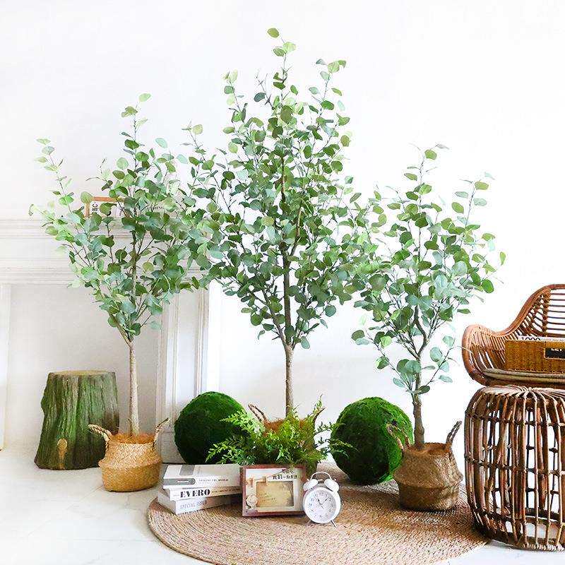 仿真尤加利树金钱树假绿植造景装饰假树大型植物盆栽室内客厅落地