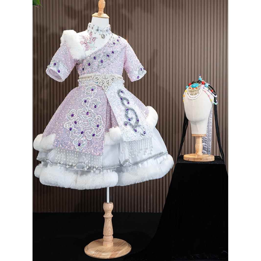 高档藏族舞蹈演出服女202新款少数民族声4乐藏服表儿童女场孩开舞