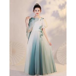 正品 高儿端筝童礼服女童弹古演出服风民乐合唱中国风超仙雪纺古礼