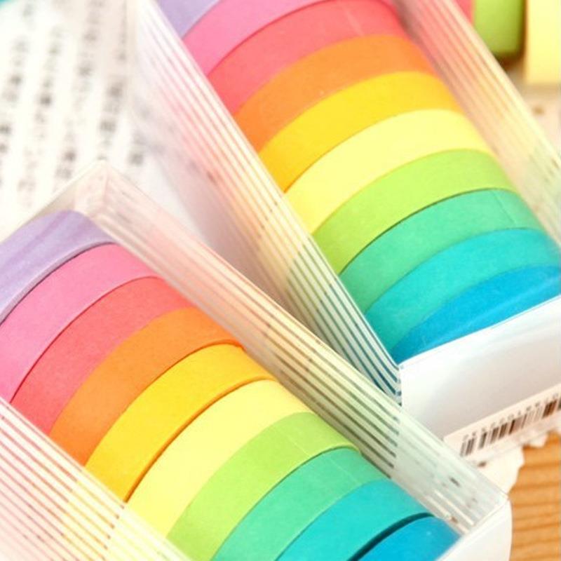 纯色糖果胶带 彩虹套装 diy文具手帐 和纸胶带速卖通货源