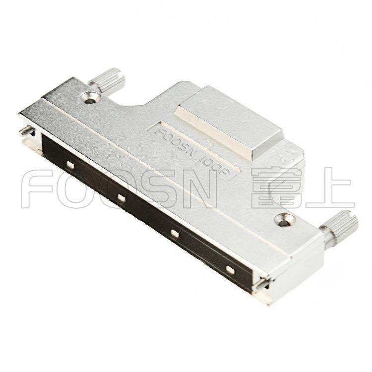 SCSI连接器 68Pin 焊线公头 CN型卡勾弹片式锌合金外壳180度出线