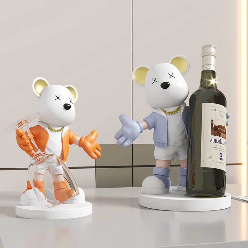 创意迎宾熊红酒架酒柜装饰品摆件轻奢高档家居客厅玄关餐边柜摆设,特色手工艺,其他特色工艺品,淘宝优惠券,粉丝福利购,淘宝优惠卷