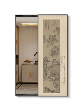 宋代美学新中式入户正对门玄关装饰画国风走廊过道尽头竖版壁挂画