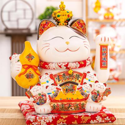 创意财家用陶瓷招JYM-A24猫摆摆件自动招手业铺收银店前台开礼品