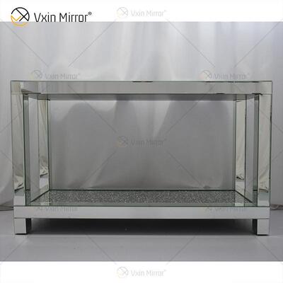 外贸碎钻边桌镜面咖啡桌方形装饰条几玻璃轻奢coffee side table