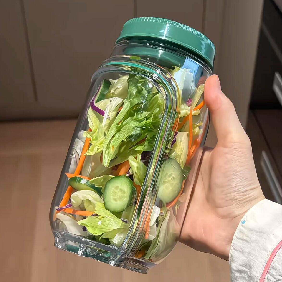 手摇沙拉罐侧开水果蔬菜沙拉碗高级感便当盒上班族轻食饭盒密封罐