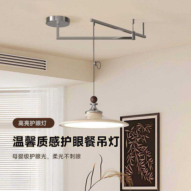 中古风摇臂餐厅吊灯复古极简风餐桌灯吧台饭厅艺术创意氛围感灯饰