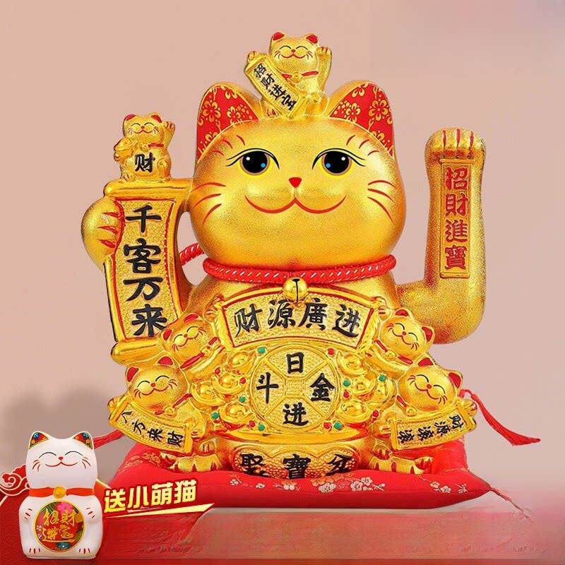 大眼招财猫饰品自动摆手店开业礼品前台繁华大眼招财猫2025新款