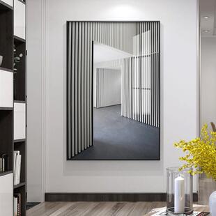 北欧玄关装 挂画壁画抽象建筑落地画 饰画现代简约轻奢走廊尽头竖版
