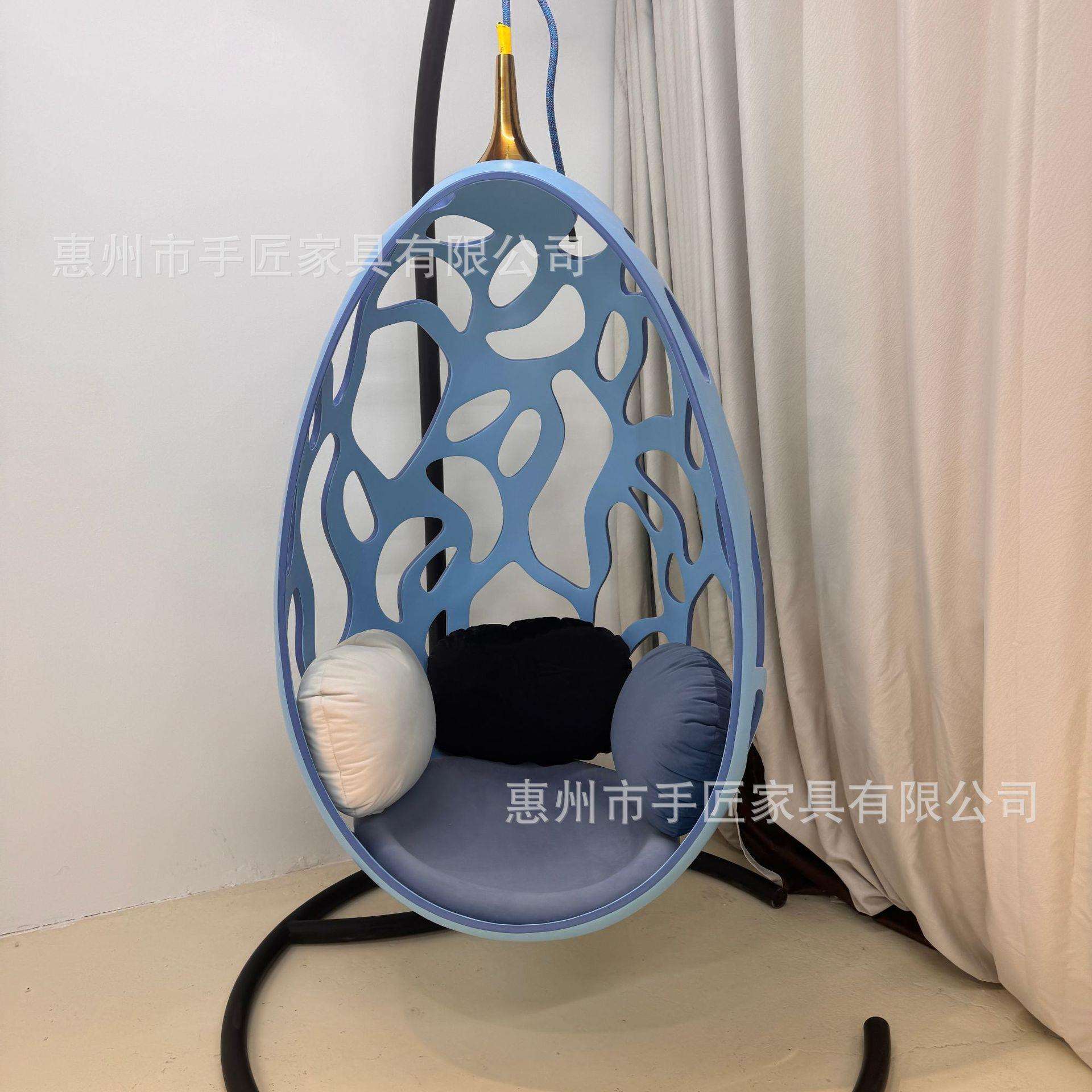 现代轻奢室内别墅庭院玻璃钢蛋形鸟巢摇篮秋千吊椅阳台悬挂吊床
