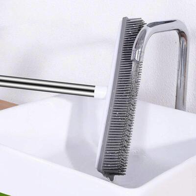 Rubber Broom Carpet Rake with Squeegee Long Handle for Pet H
