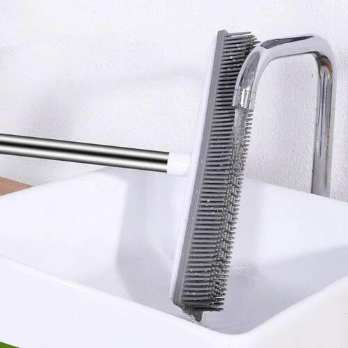 Rubber Broom Carpet Rake with Squeegee Long Handle for Pet H
