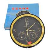 带时钟大温湿表 黑温湿度计 时尚