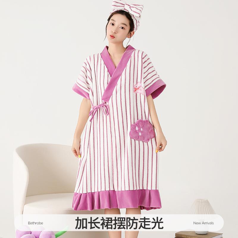 浴巾吸水速干秋冬可爱珊瑚绒成人家用吊带抹胸可穿浴袍可裹浴裙女