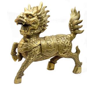 GIW缘居铜摆麟件火一对麒麟才富麒家居客厅德吉祥神兽摆件