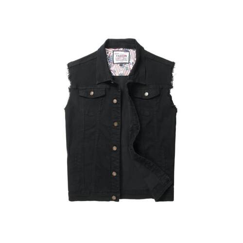 X 73408 Distressed denim sleeves vest 做旧牛仔无袖马甲
