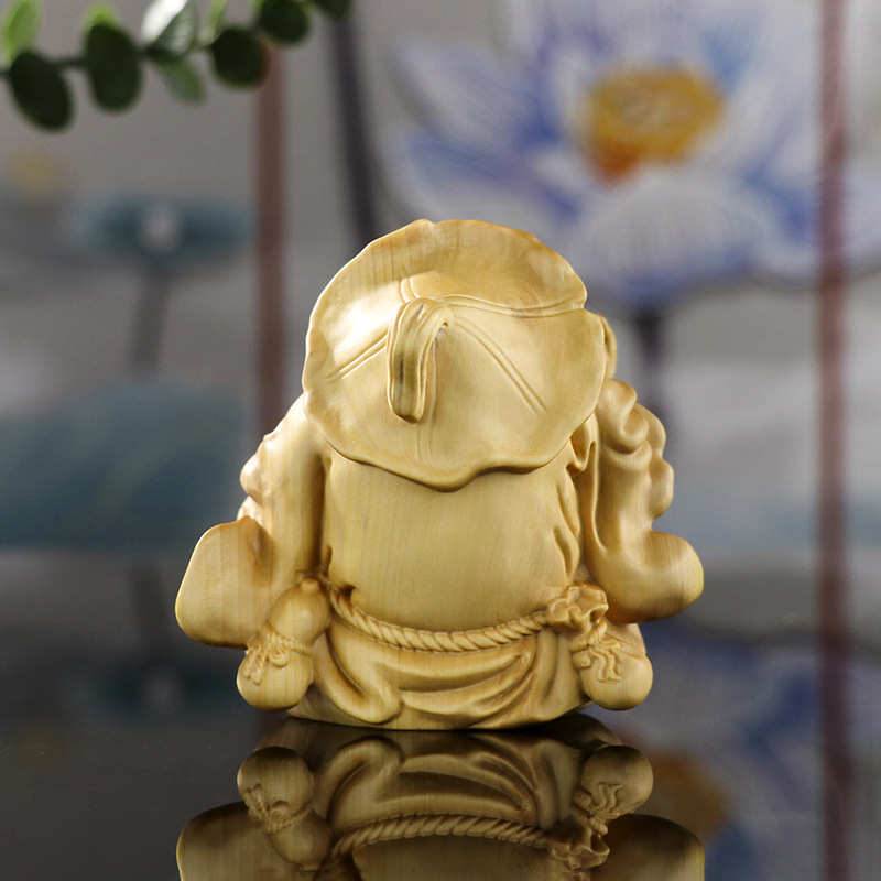 家居工艺礼品车载木质木雕动物文玩摆件玩蛙黄杨盘件随身手把