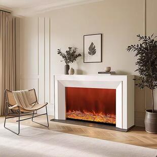 法式奶油风电子壁炉装饰柜复古客厅入户边柜仿真火焰取暖实木壁炉