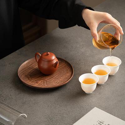 盘北美胡桃泡木干台实木壶承dat1022高端茶茶储水家用日式托承盘