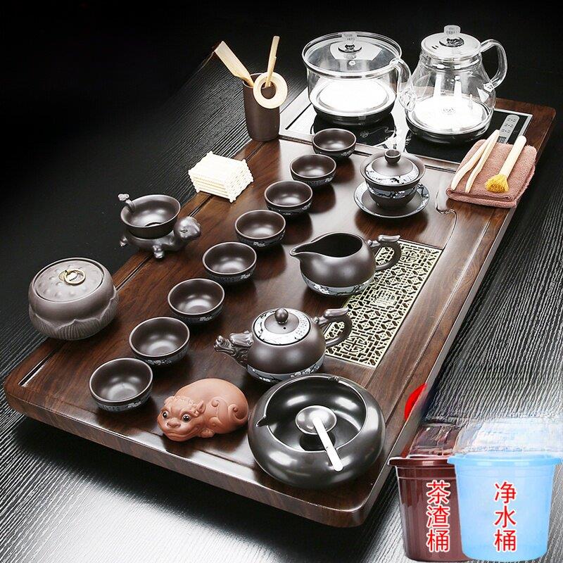 茶具套装茶盘家用全自动一体玻璃烧水壶底部自动上水简约茶海茶台