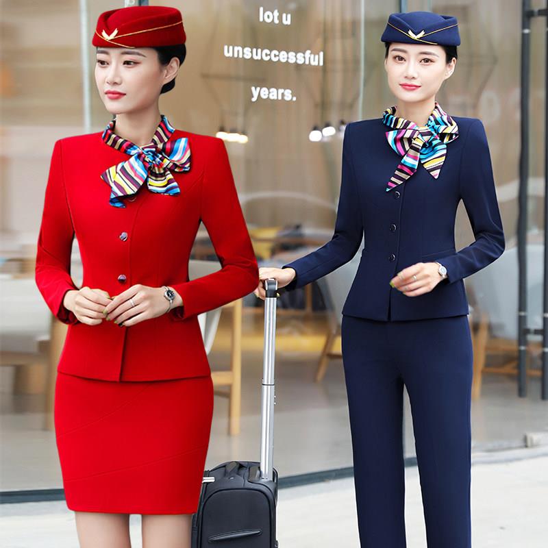 南航空姐制服女职业套装春秋酒店前台美容师工作服军鼓乐队演出服