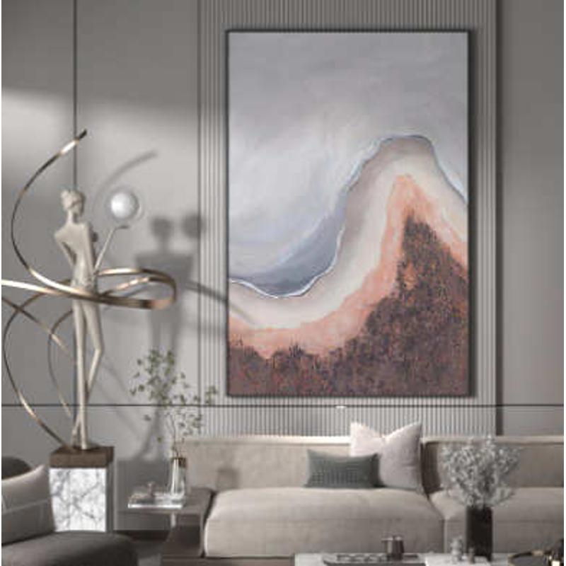 现代轻奢北欧风抽象玄关画沙发海滩风景背景画装饰画落地摆件