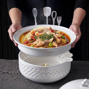 陶瓷蜡烛加热炉酒店家用干锅酒精炉子保温餐具多功能菜瓷盘鱼盘碗